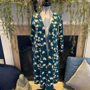 LuLaRoe Women's S RARE strawberry blossom yellow bird Sarah open front duster